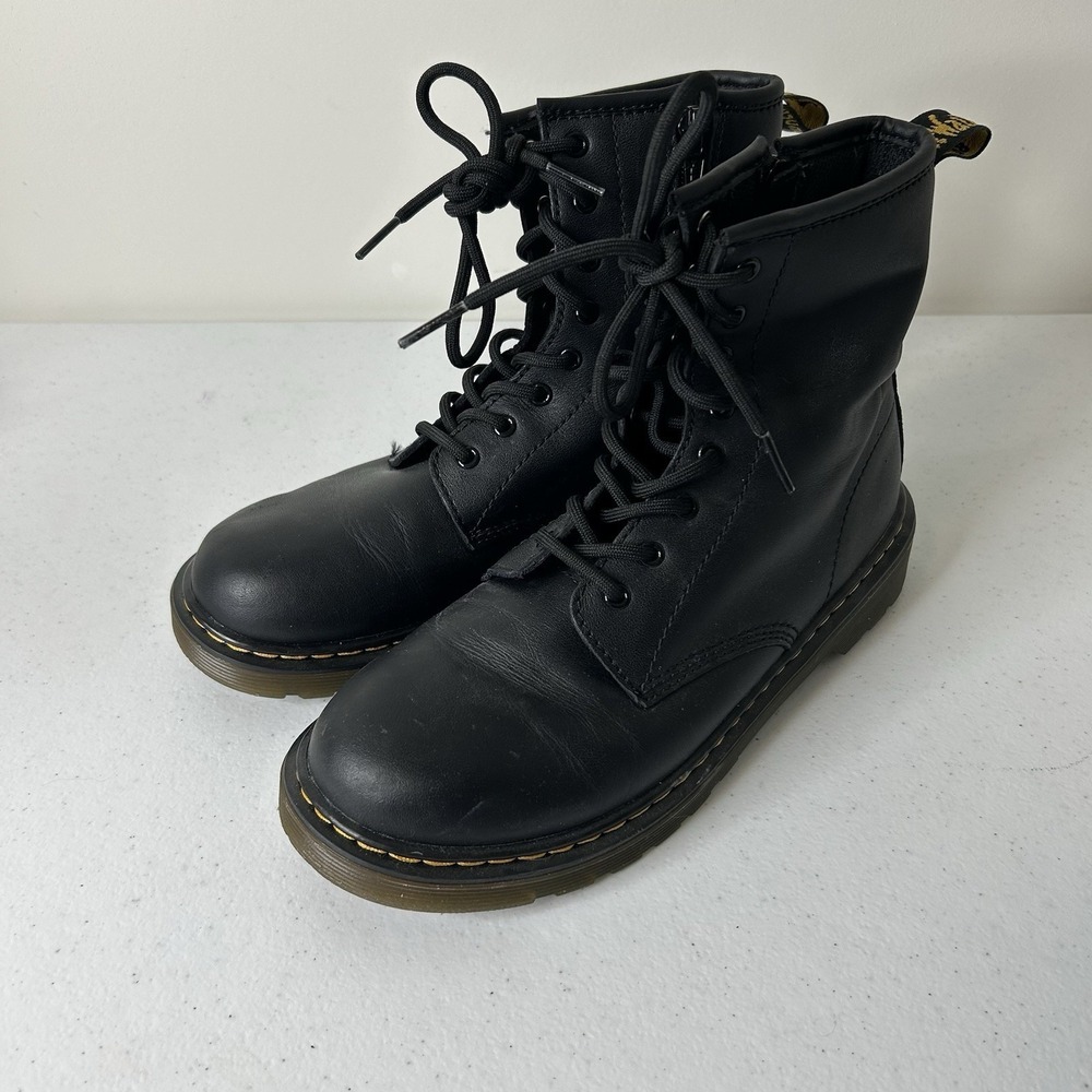 Dr. Martens 1460 Y Softy T Leather Lace Up Boots Size 5M 6L Black Side Zipper - Picture 1 of 8
